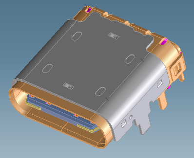 USB C F TYPE DIP+SMT带上铁壳有缺口